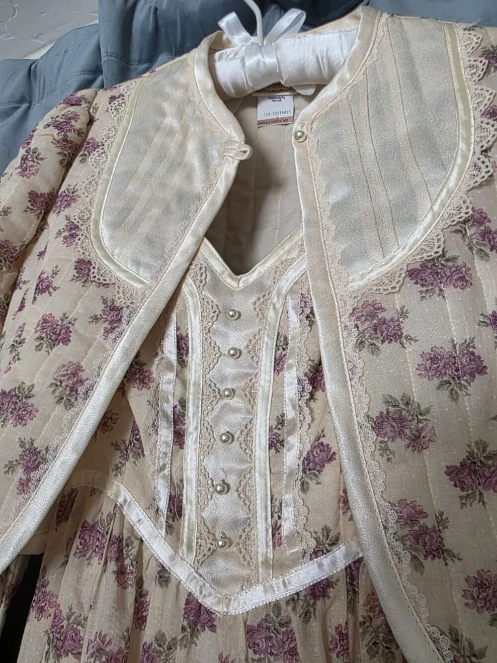 Vintage 70s Gunne Sax 2-Piece Calico Floral Maxi Dress & Crop Bolero Jacket Set